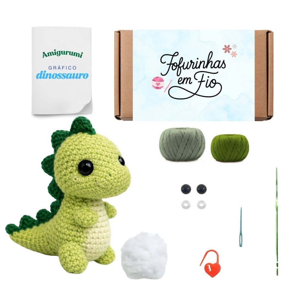 kit amigurumi dinossauro faça você mesmo linha círculo