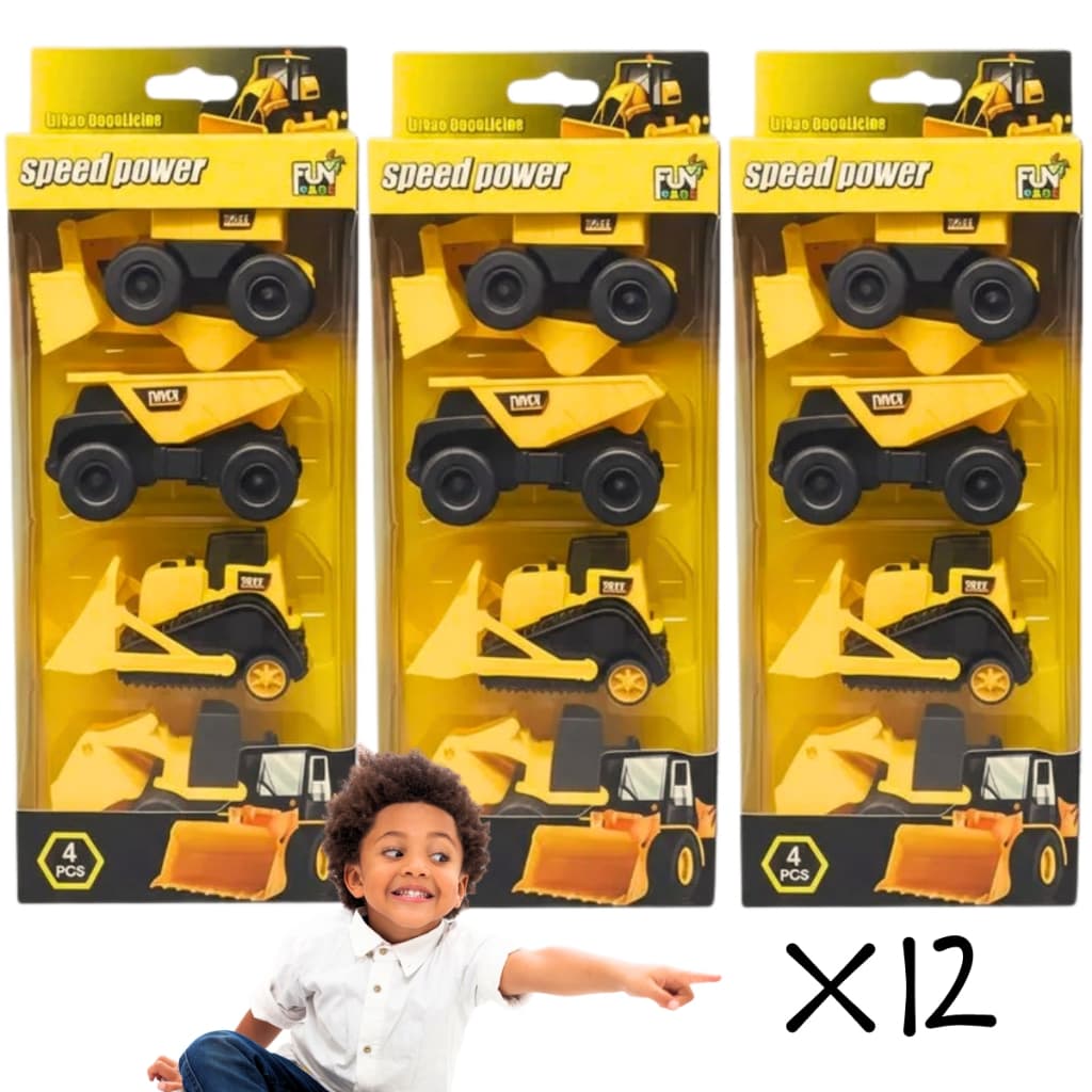 Kit 12 Carrinhos de Construção Brinquedo Trator Escavadeira Com Fricção Carrinhos Coleção Atacado