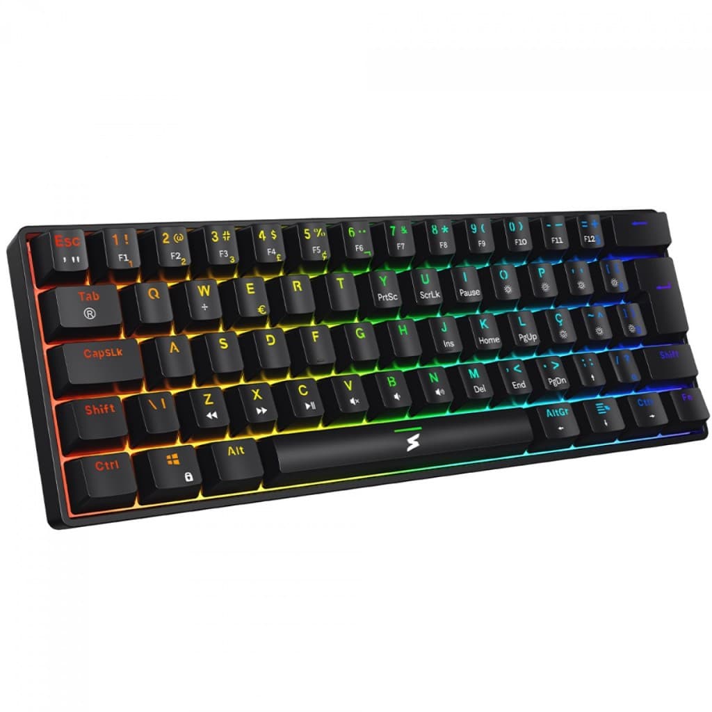 Teclado Mecânico Gamer SuperFrame Player, RGB, 60%, Switch Red, USB, ABNT2, Preto,