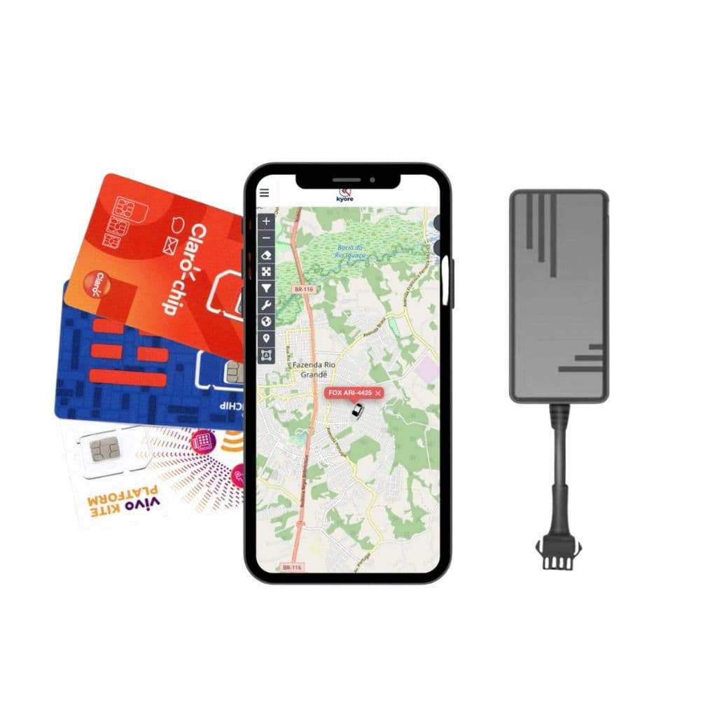 Rastreador Gps Veicular Kyore J16a 4g Para Carro E Moto Com Plataforma E Chip Proprio Cor Preto