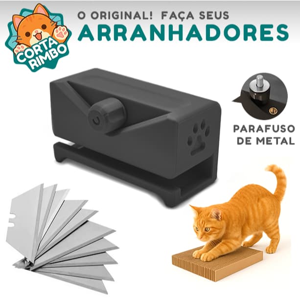 Cortador de Papelão Bidirecional Ambidestro para Arranhadores de Gato -  Grafite CORTACAIXA