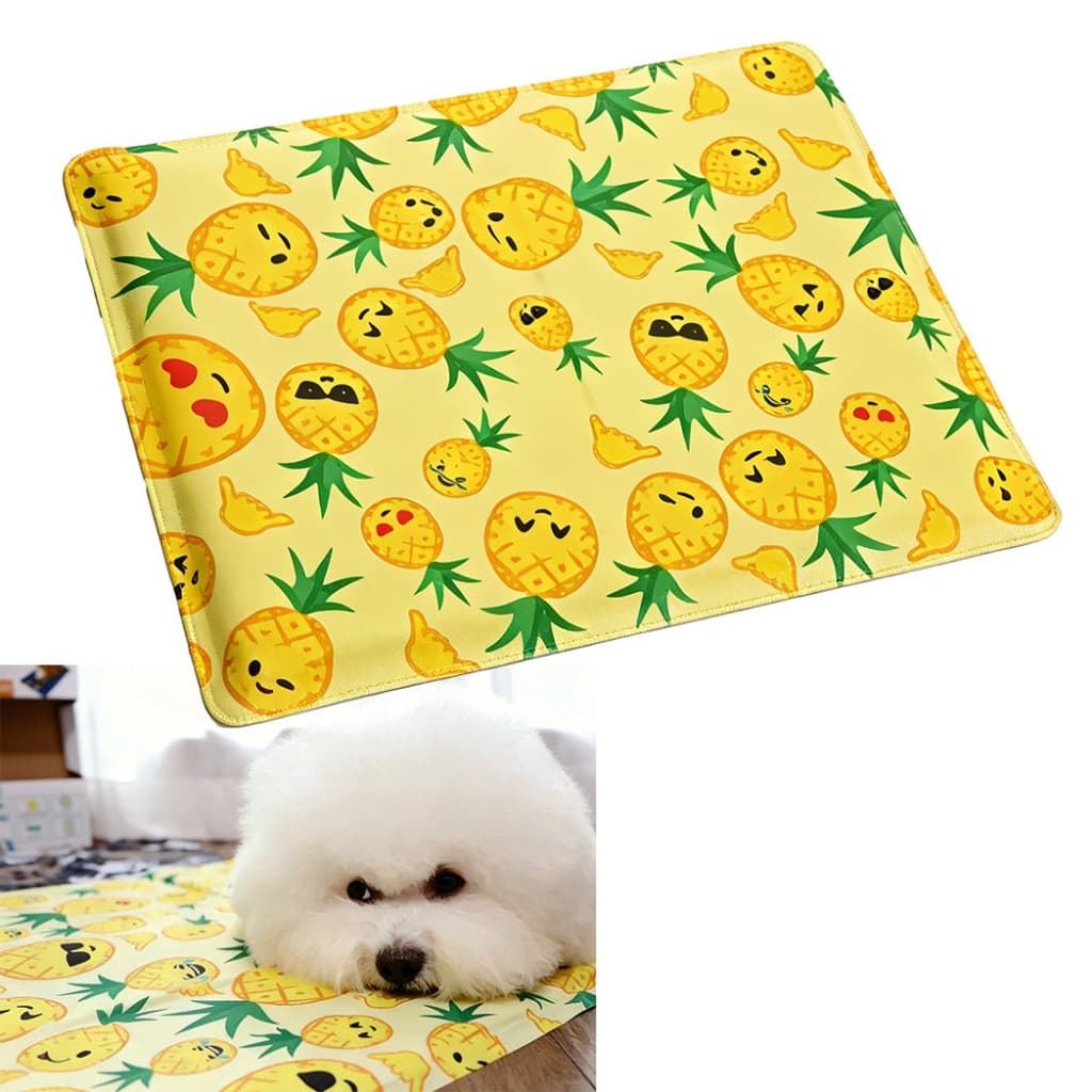 Tapete Gelado 65X50cm Refrescante Pet Cachorro Cães Gatos Abacaxi Gelado Almofada Colchonete Cama