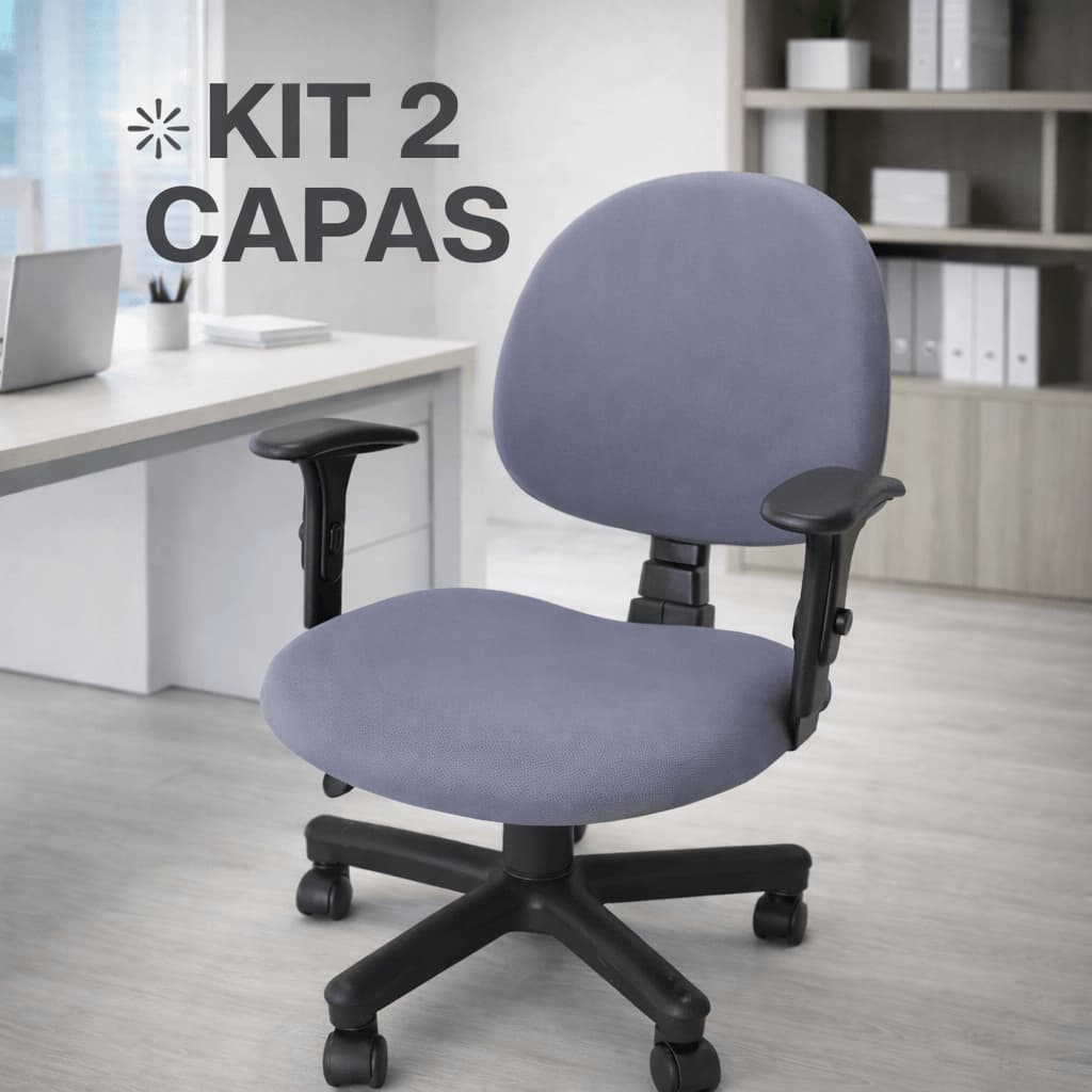 Capa Para Cadeira Kit 2 Unidades de Escritório Giratória Universal - Assento e Encosto