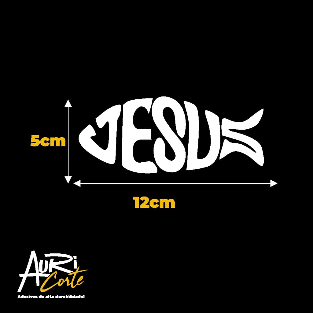 Adesivo original Jesus Peixe carro/moto 12x5 alta durabilidade recorte vinil cristão