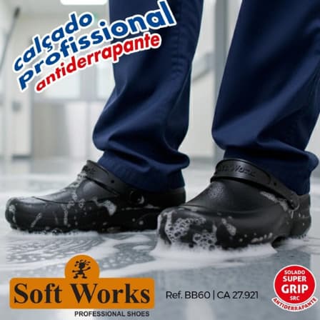 Sapato Babuche para segurança Antiderrapante Trabalho Ref. BB60 soft works
