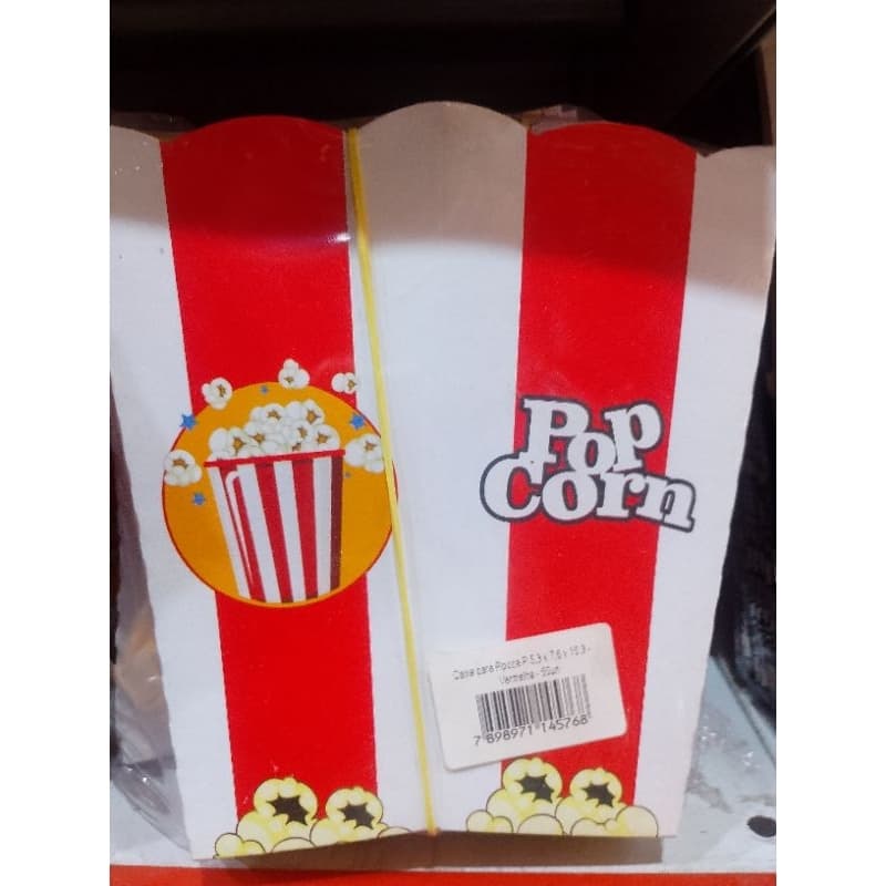 CAIXA P/PIPOCA TAMANHO P BRANCO/VERMELHO PCT C/50 UNIDS SALVI