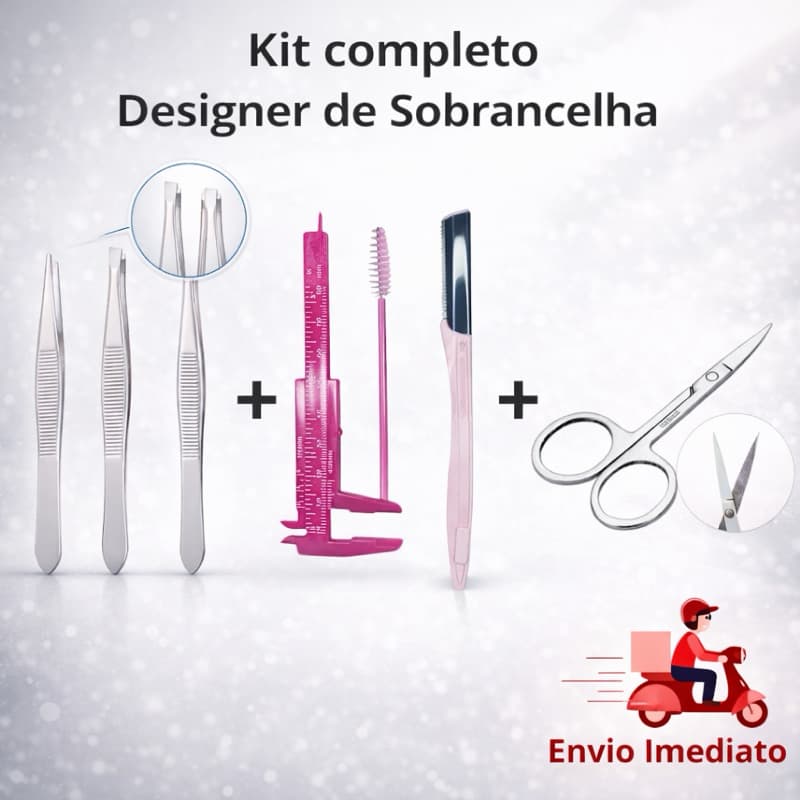 Kit Para Designer De Sobrancelhas/3ponta diferente-3-Ponta Reta/Navalha p/ Designer de Sobrancelha