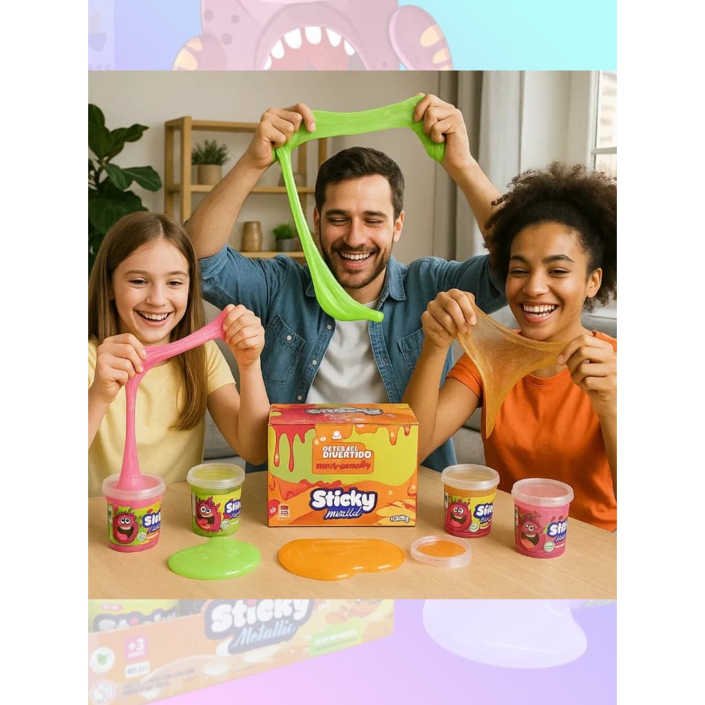 CX 12 Slime Sticky Metallic Geleia Infantil Brilho 130g  Lembrancinha de Festa Anti estress