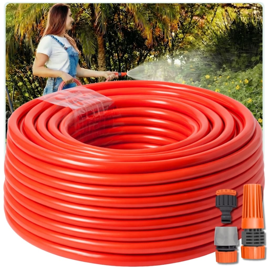 Mangueira de Jardim Siliconada ate 30 Metros 1/2 Vermelha Com Kit Esguicho RealFlex