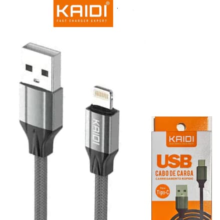 Cabo Lightning iPhone Carregamento Rápido 3A 1 Metro USB Reforçado Alta Durabilidade