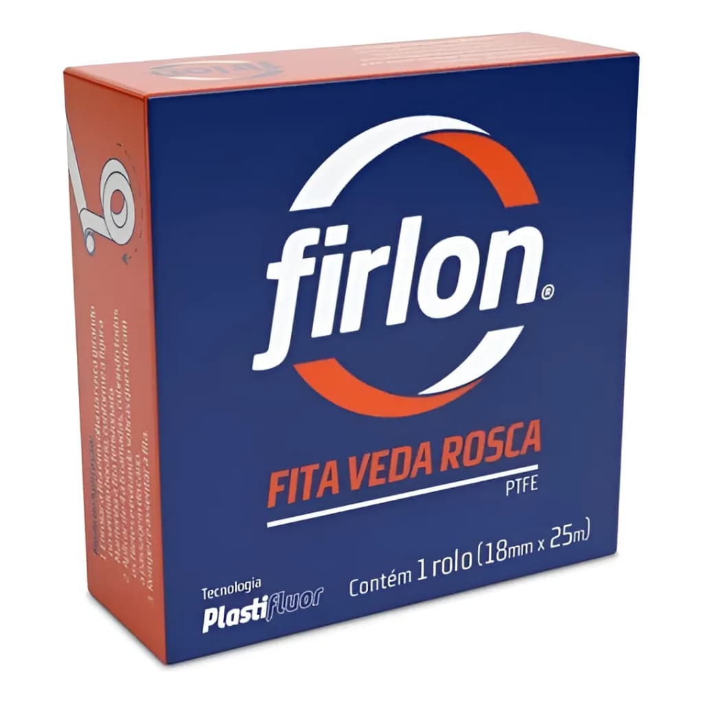 Fita Veda Rosca Rolo 18mm X 25 metros Branco Vedação Tubulação Firlon Kit 02 Peças