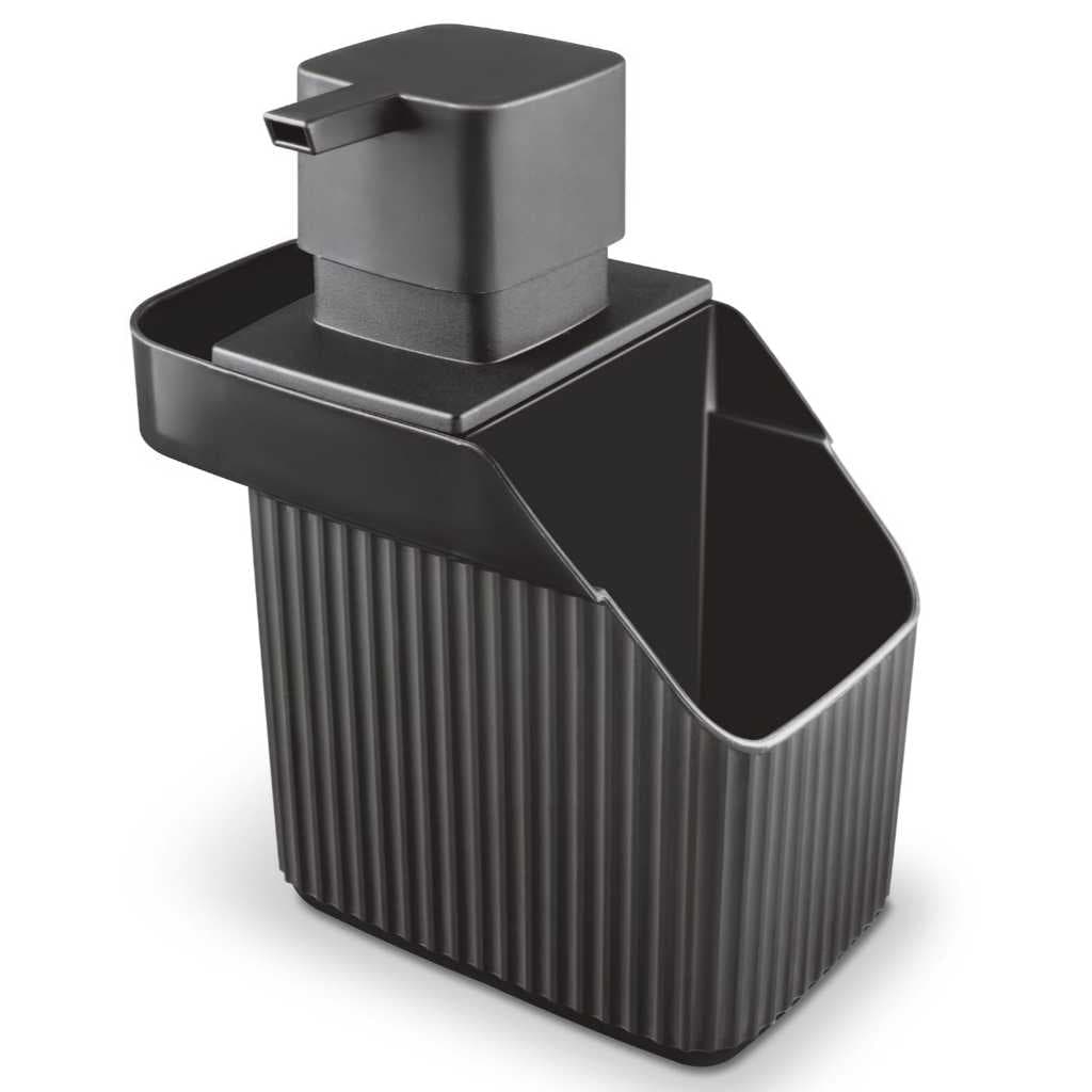 Porta Detergente Preto Funcional Com Dosador E Lugar para Bucha - Dispenser Para Detergente Usual