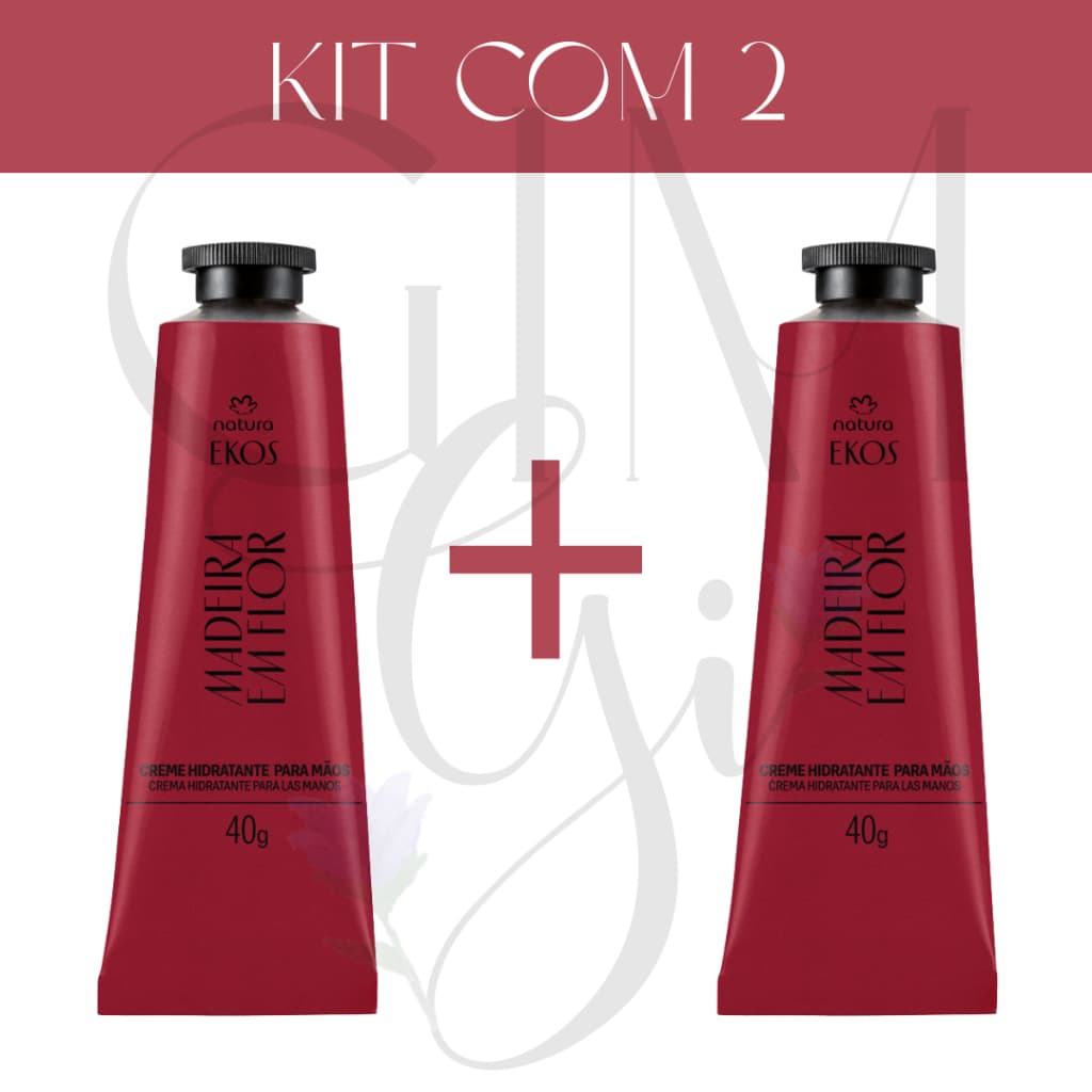 kit com 2 Creme Hidratante para Mãos Ekos Madeira em Flor, Natura 40g - Polpa de Mãos Gim Gi