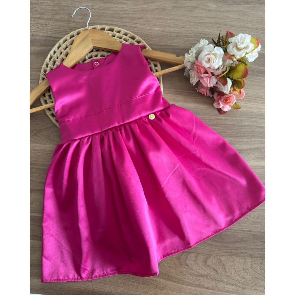 Vestido de criança infantil menina social luxo pink barbie aniversario batizado