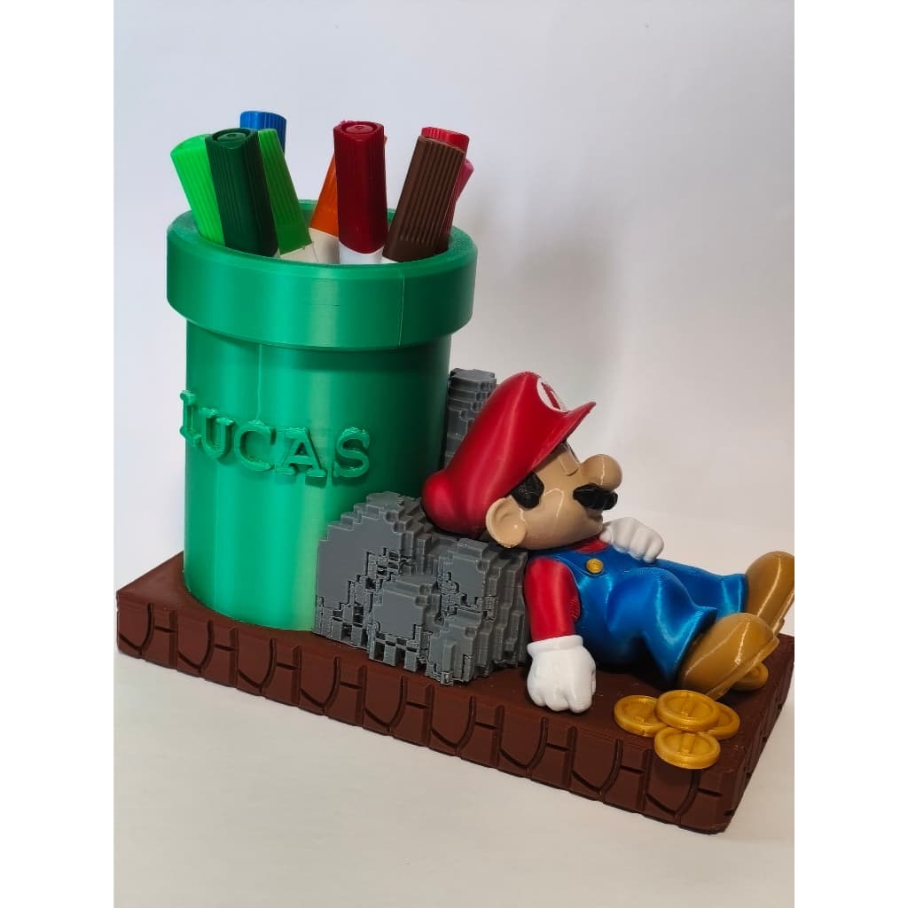 PORTA LAPIS MARIO BROS COM NOME PERSONALIZADO OU SEM NOME