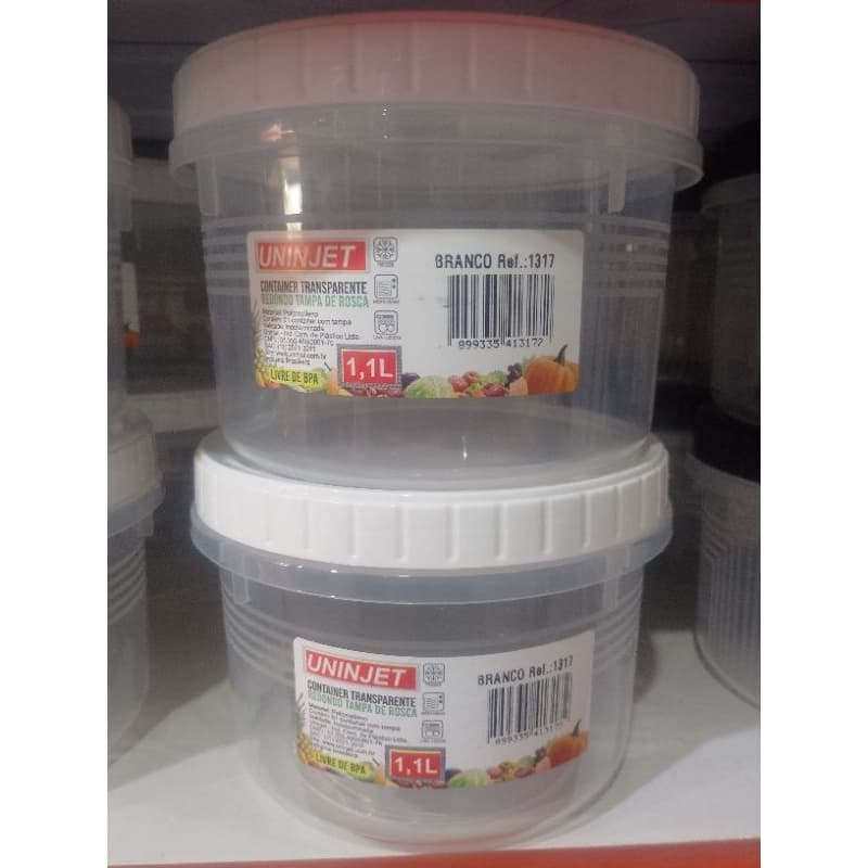 CONTAINER REDONDO C/ROSCA 1,1L BRANCO UNINJET