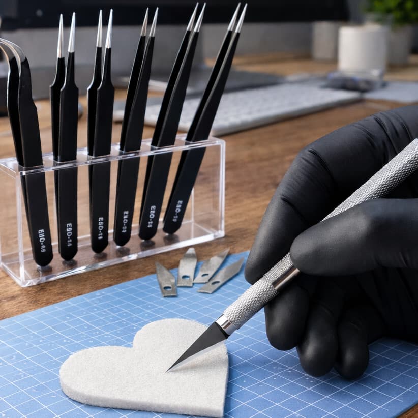 Estilete de Precisão Kit Com 6 Pinças Anti Estática Ferramenta Precisão Profissional Aço Inoxidável