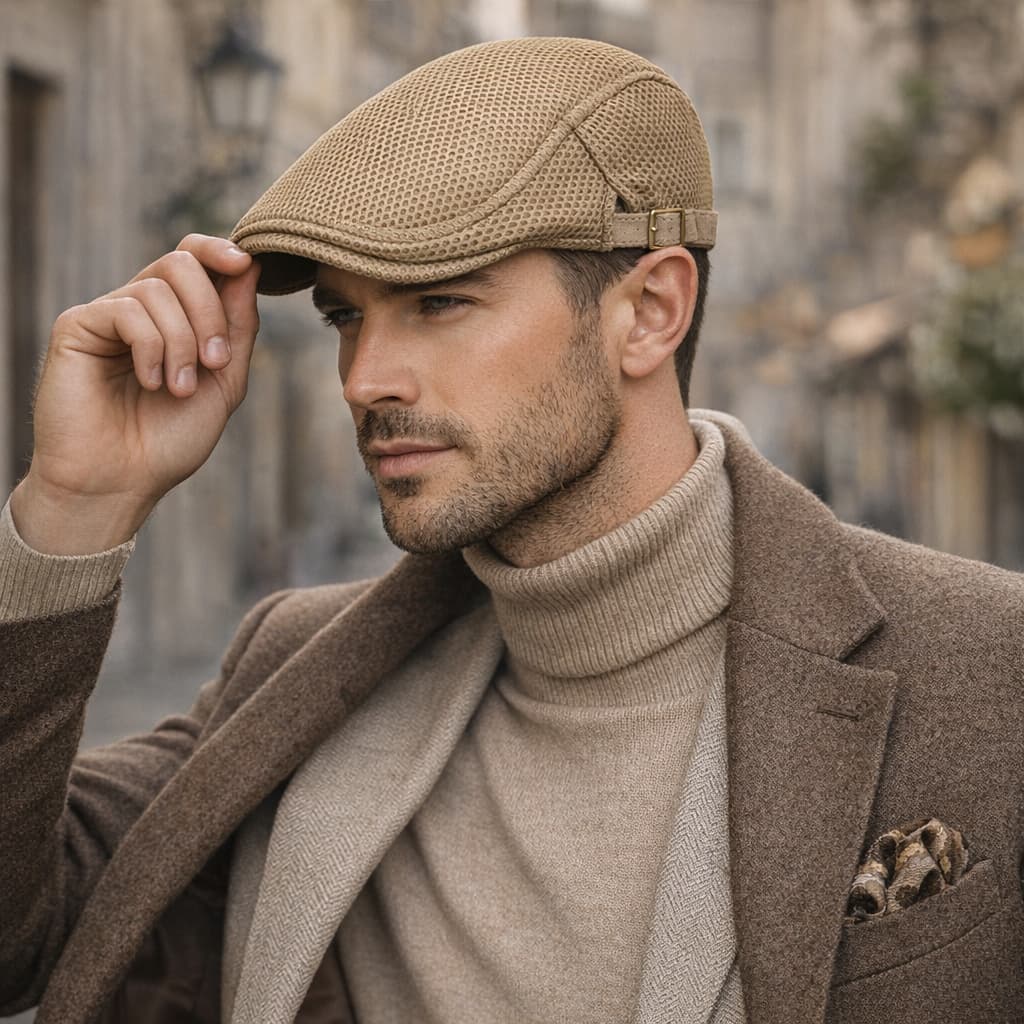 Boina Masculina Estilo Europeu Italiano Gatsby Clássica Ajustável Tecido Respirável Confortável Elegante Casual Boné top