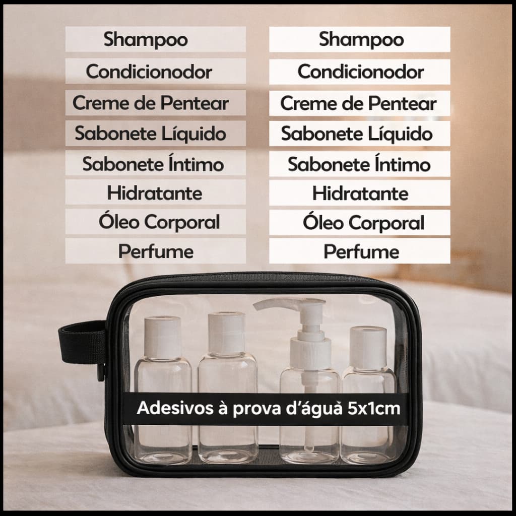 Etiquetas a prova d'água para Necessaire 5x1cm Adesivo para Shampoo Condicionador Perfume Kit Viagem Cosméticos