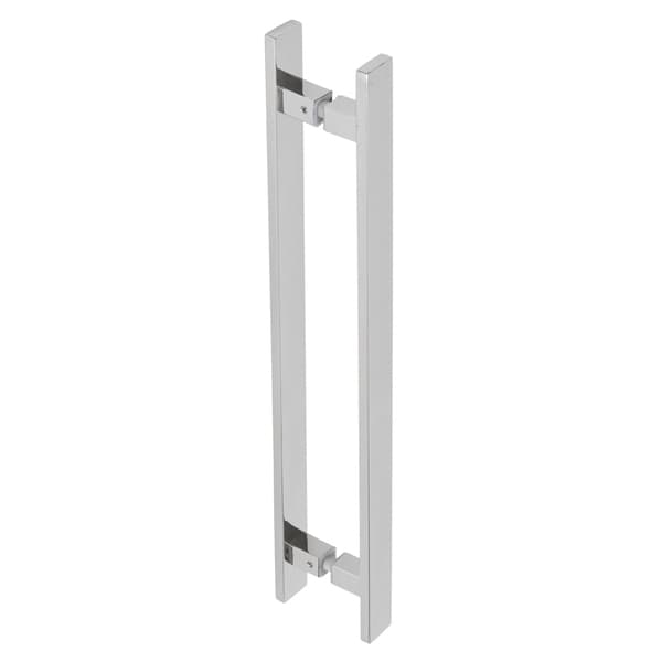 Puxador de Porta Pivotante e de Correr de Madeira e Vidro em Aço Prata Polido Tubular Reto 50cm Geris Pop Line