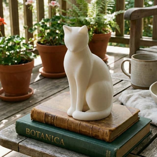 Gato Decorativo Liso Moderno 15 cm - Decoração Quarto e Sala Minimalista - Clean, Gateira