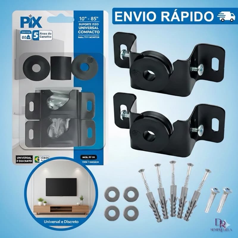 Suporte Fixo Universal Compacto 10" a 85" para TV e Monitor| PIX Mod: PX-30