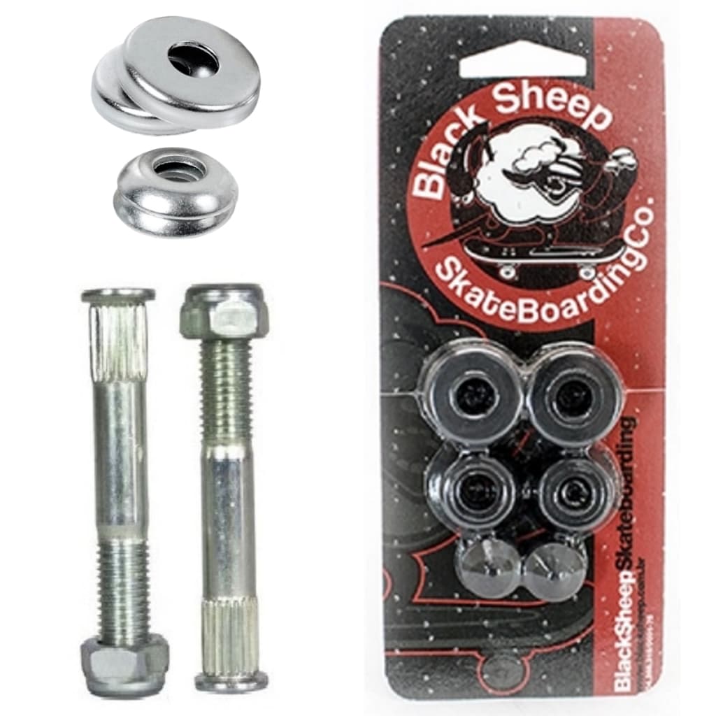 kit reparo truck skate parafuso central recartilhado + amortecedor completo arruelas