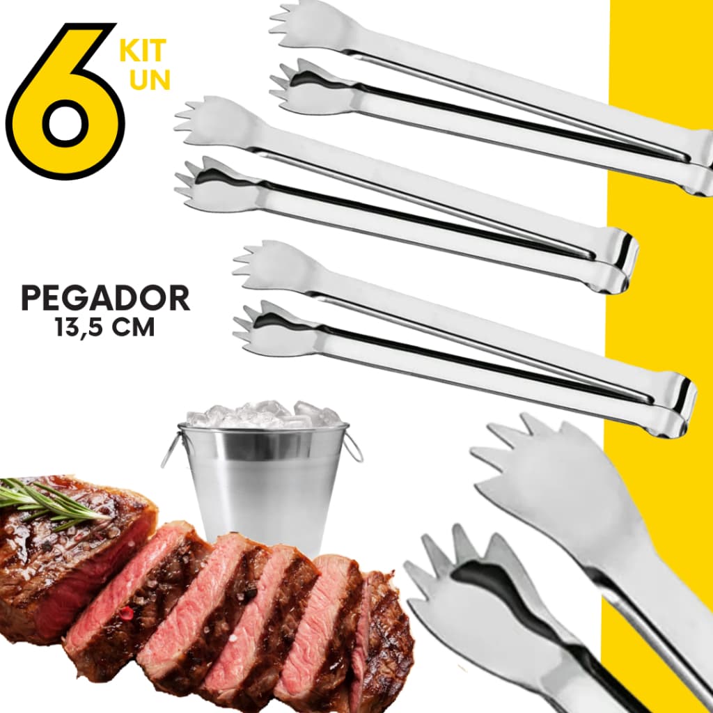 Kits 6, 3 ou 2 un - Mini Pegador de Gelo e Petiscos em Aço Inox Premium