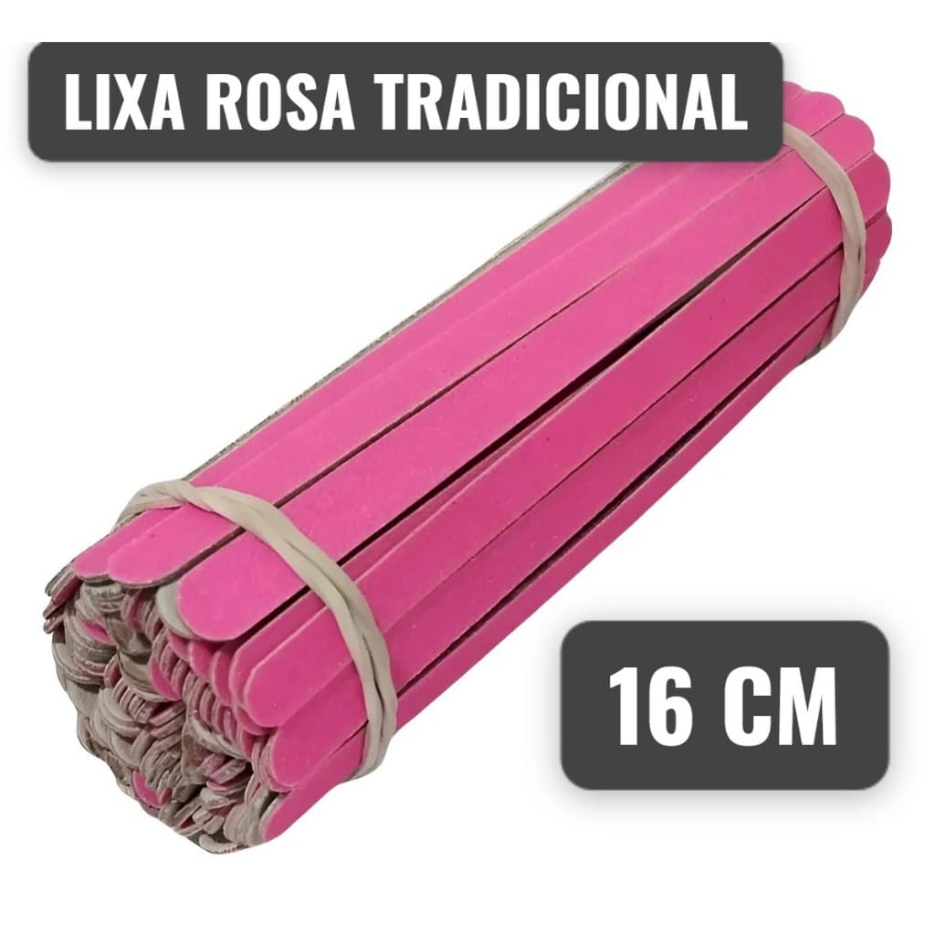 Lixa para Unhas Pop Tradicional (16 cm) ROSA - 100 Unidades