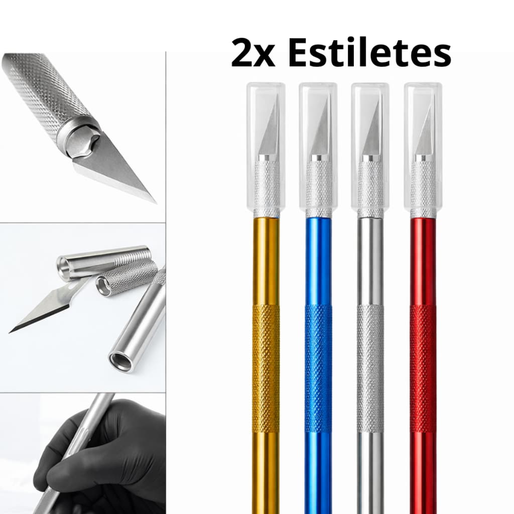 Estilete De Precisão Bisturi 5 Laminas + 6 Pinças Artesanato Bijuterias Cor Sortida