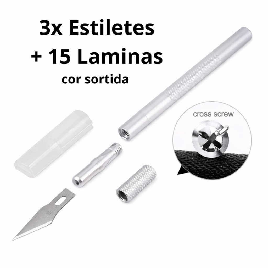 Estilete de Precisão Estilo Bisturi Corte Preciso com 5 Laminas use com Eficiência COR SORTIDA