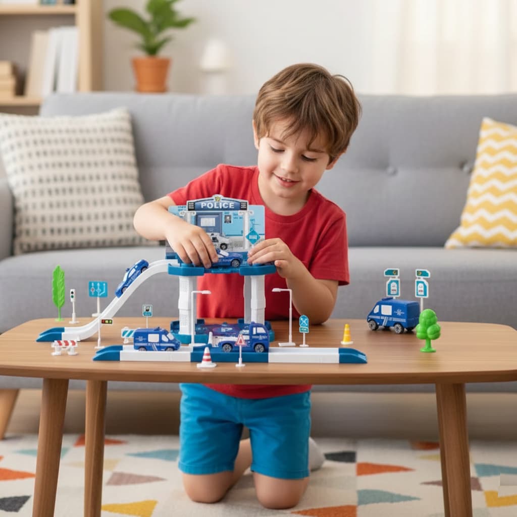 Super Pista Policial Interativa Brinquedo Infantil Educativo 40 Pecas Criatividade Diversão