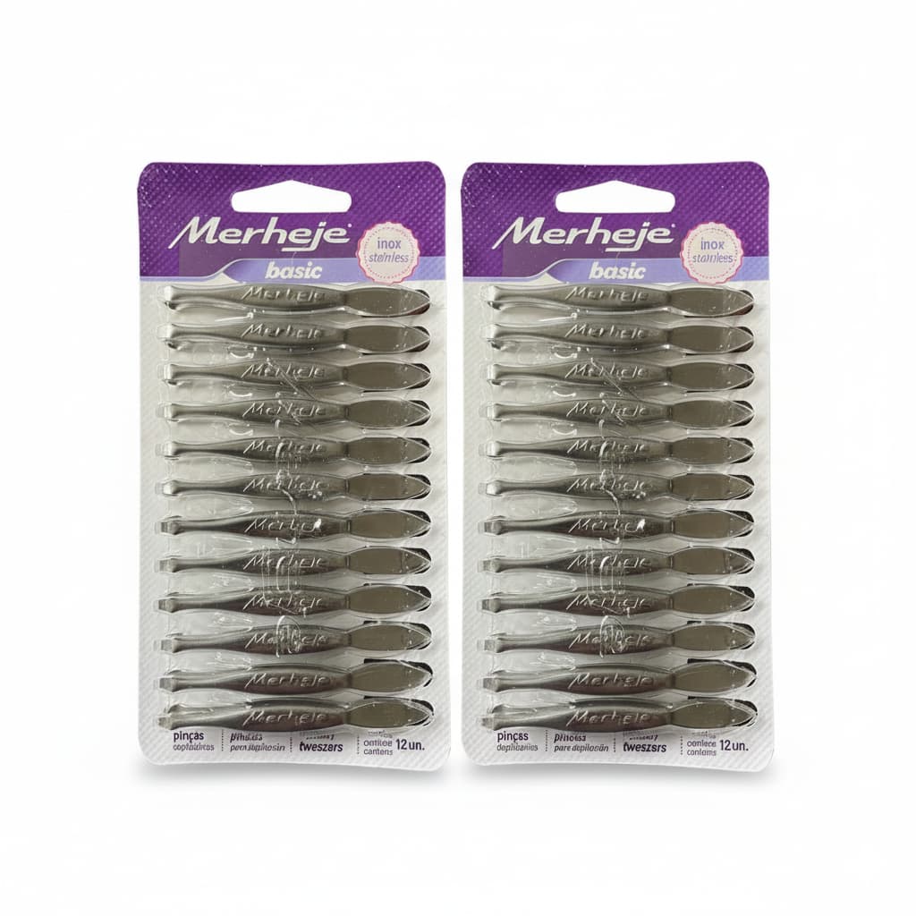 Kit 12/24/36 Pinças de Precisão Aço Inox Sobrancelha Facial Ponta Reta e Cravos Depilatória Cílios