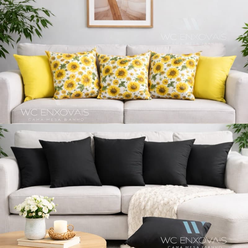 Kit com 7 capas p\ Almofadas Decorativas com Zíper