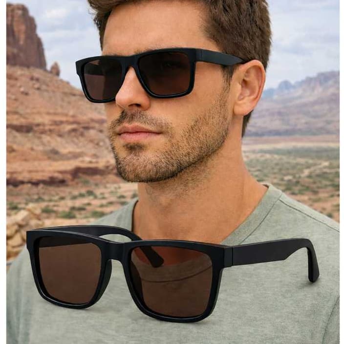 Kit Óculos de Sol Quadrado Masculino UV400 Estilo Justin Acetato Premium Unissex