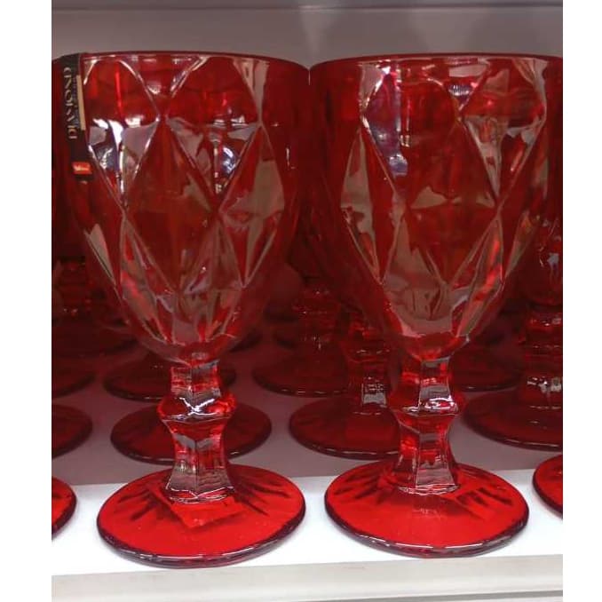 Taça Diamond Vidro Jogo de Taças com Diamante Bico de Jaca 340ml 260ml