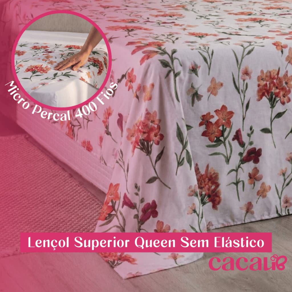 Lençol Avulso Superior (Parte de Cima) Queen Micropercal Estampado