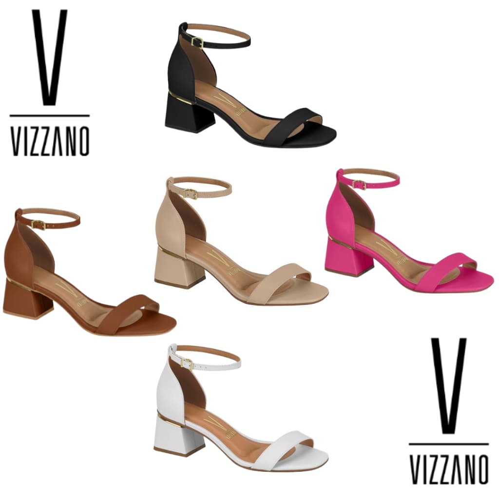 Sandália Vizzano Original Feminina Salto Bloco Quadrado 5cm Fechada Atrás FRETE GRÁTIS Envio Imediat
