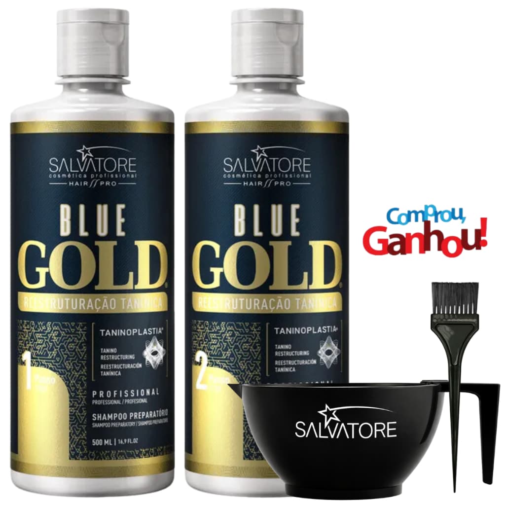 Kit Salvatore Blue Gold 500 ml Passo 1 e 2 - Realinhamento Capilar e kit aplicação