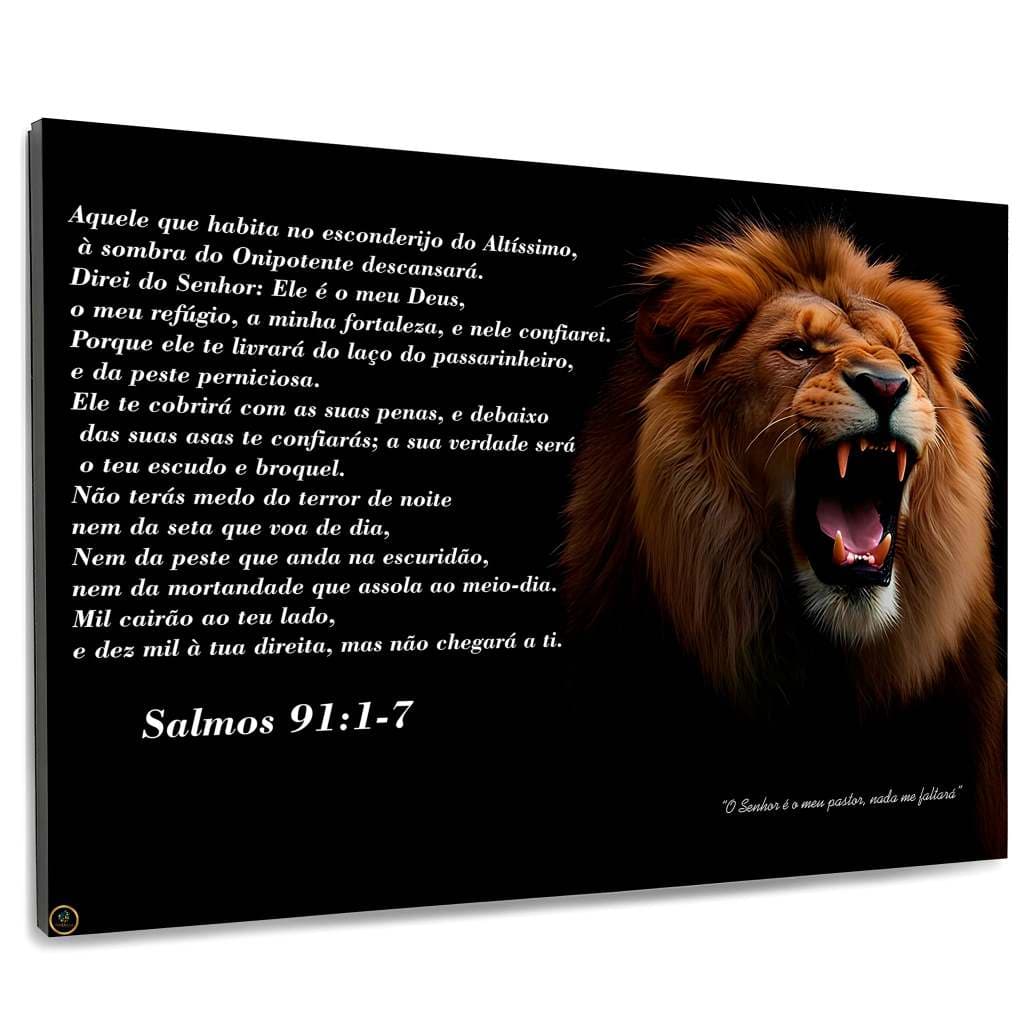 Quadro Decorativo Grande 110x80cm Vários Tamanhos Leão Judá salmo 91 Decoração De Parede sala quarto hall Mdf Adesivo