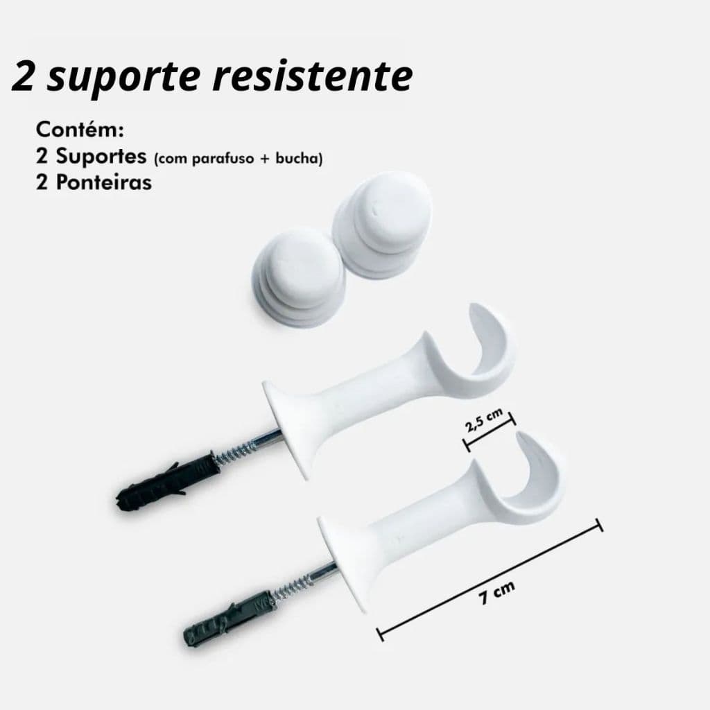 Suporte Cortina Varão Simples 19mm 2 Unidades Com Ponteira