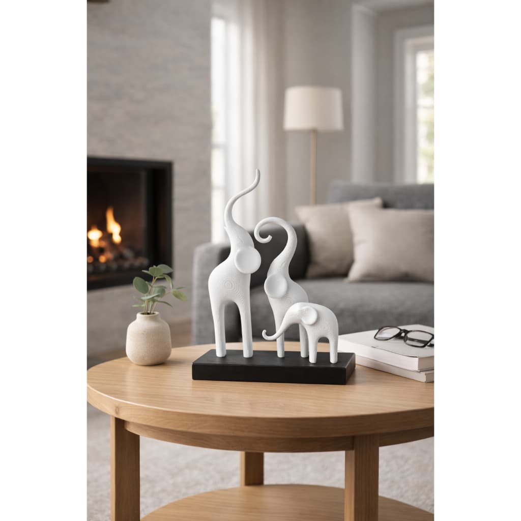 Escultura Elefantes Enfeite Decorativo Compacto para Mesa Aparador Estante Home Office Minimalista