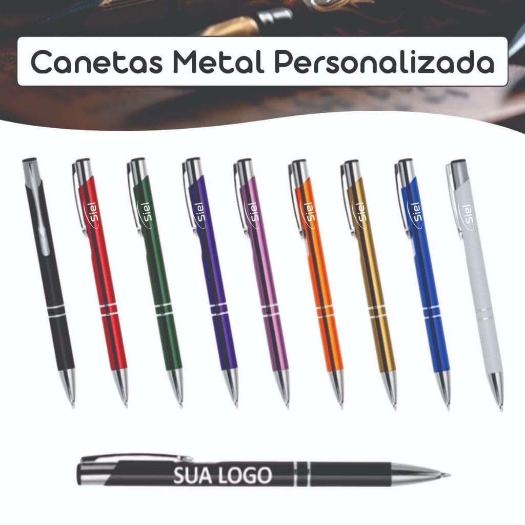 Kit 15 Canetas Metal Personalizado a Laser Nome Logo Empresa Frase - Várias cores Alta Qualidade