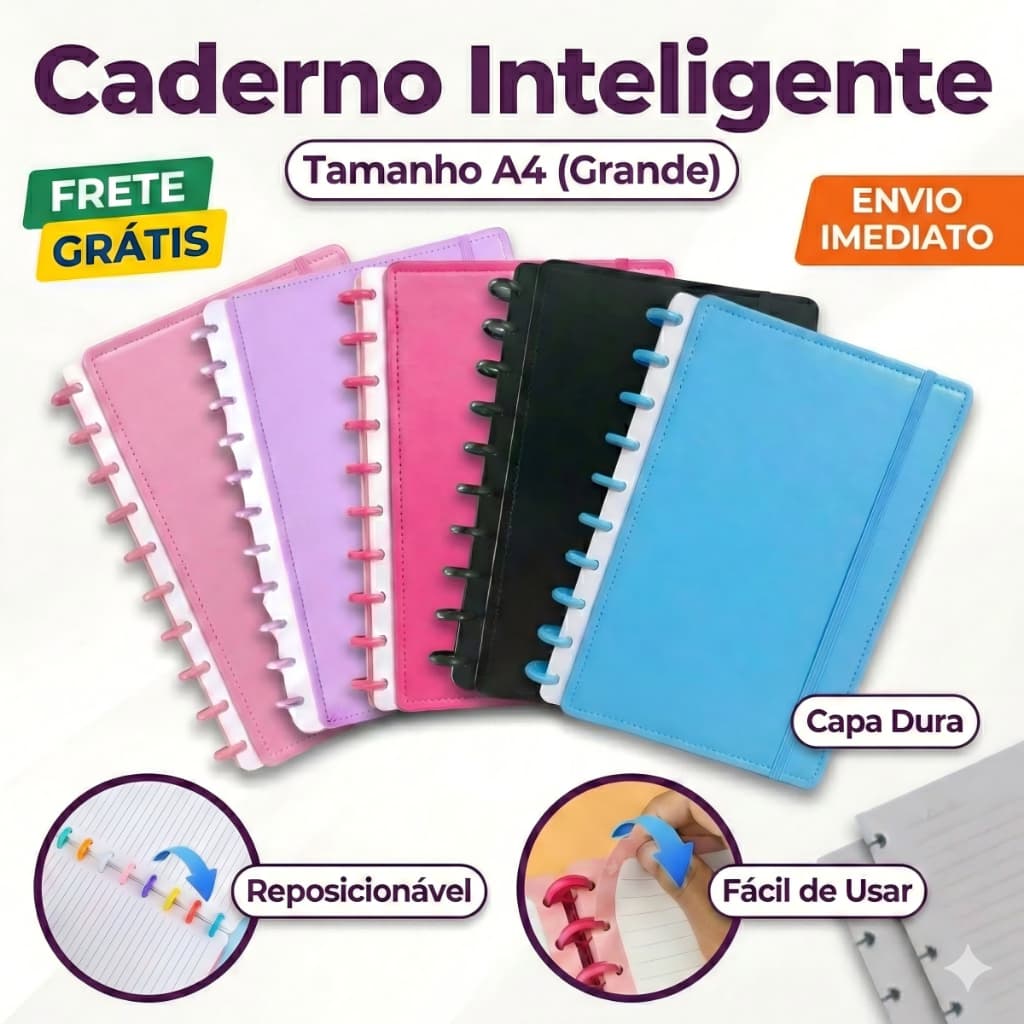 Caderno Inteligente A4 Grande 11 Discos Papelaria Fofa Divertida Criativa Caderno Escolar de Estudante