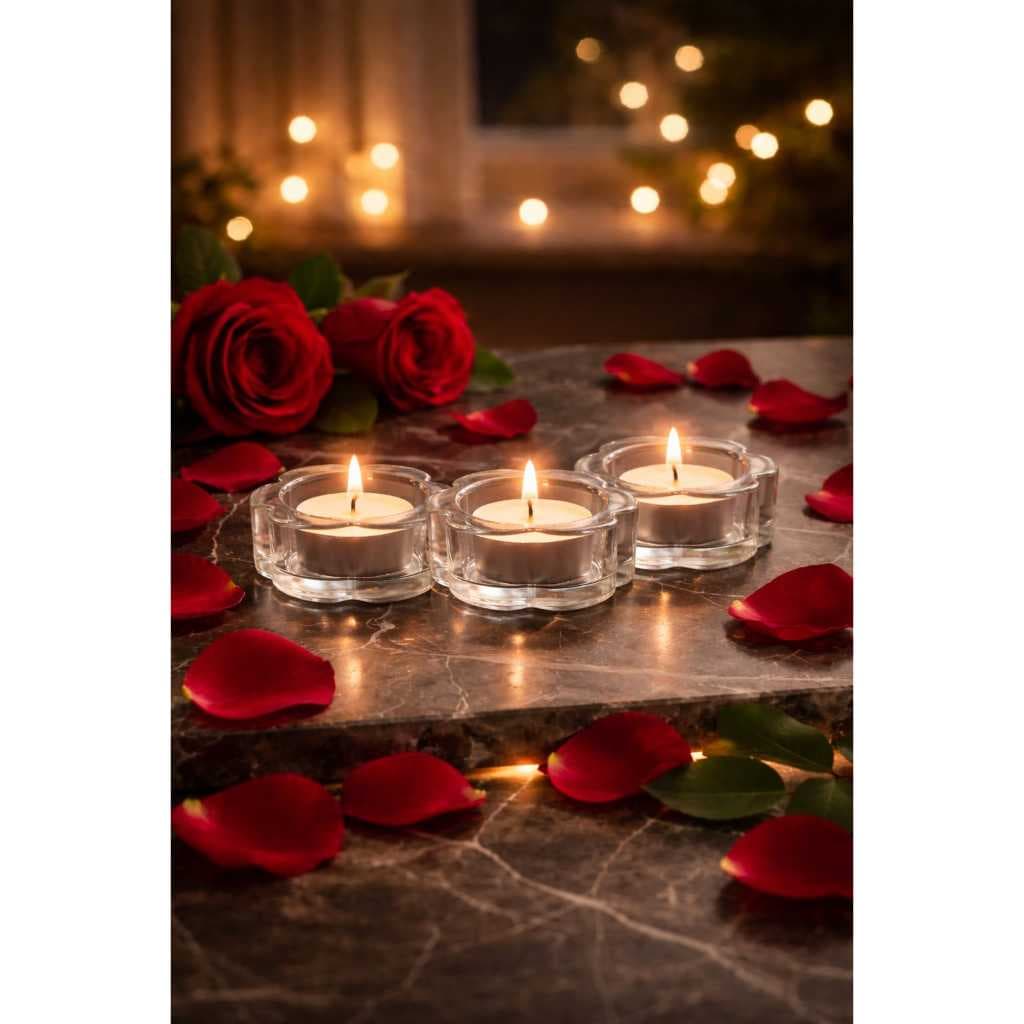 Kit 3 e 2 Castiçais Porta Velas de Vidro Formato Flor