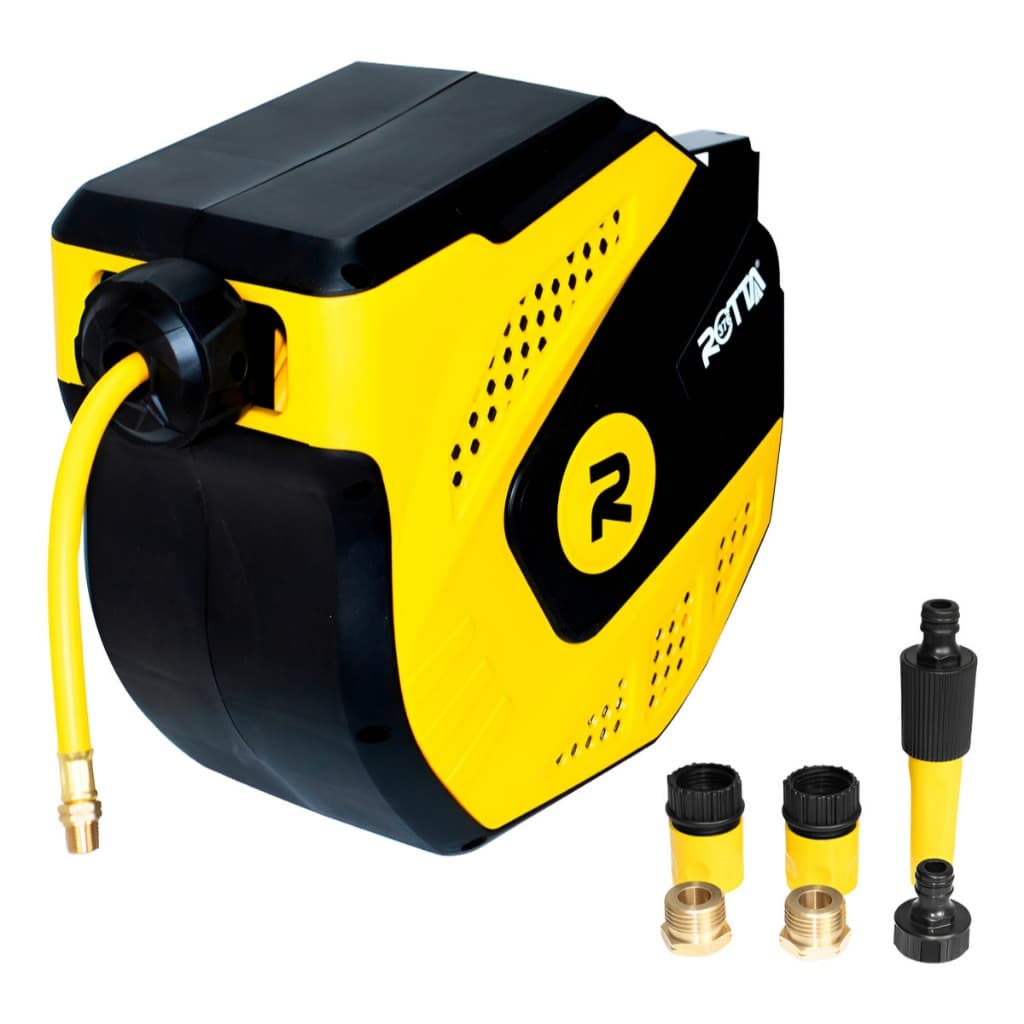 Carretel Enrolador de Mangueira De Ar/Agua Retrátil Rebobinamento Automático Com Guia 5/16" Rotta376
