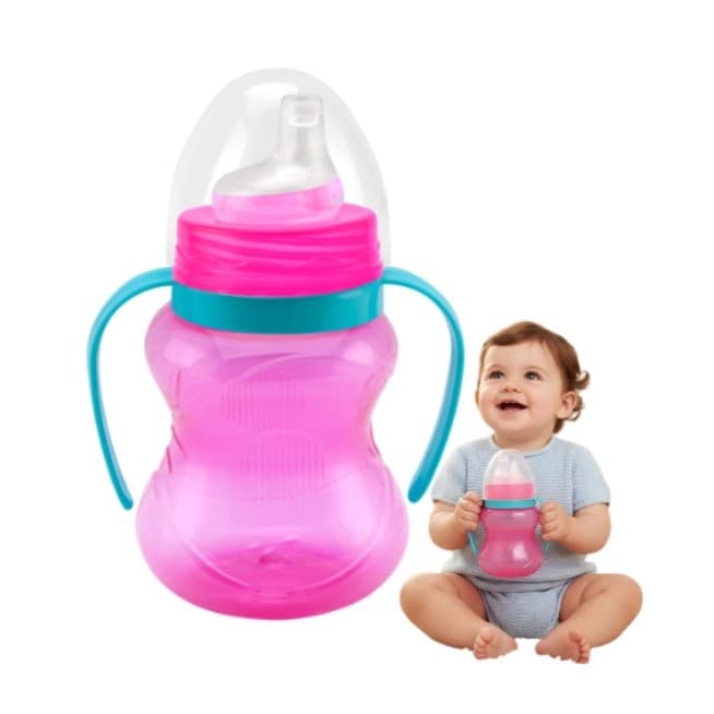 Copo de Treinamento Infantil com Alça e Bico de Silicone Antivazamento 240ml Livre de BPA