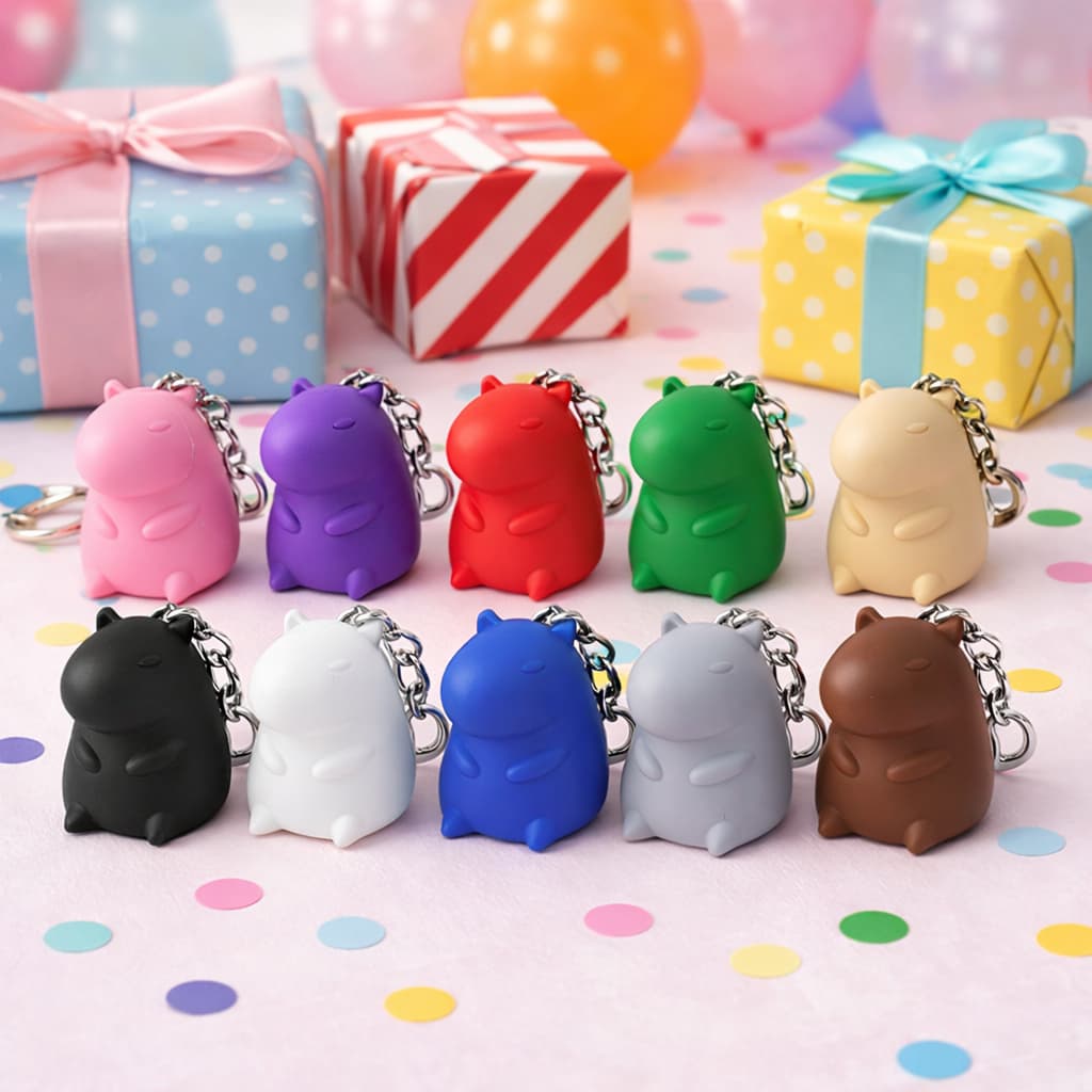 Chaveiro Mini Capivara Com Argola 4g Plástico Para Chaves Mochila Estojo Puxador Zíper