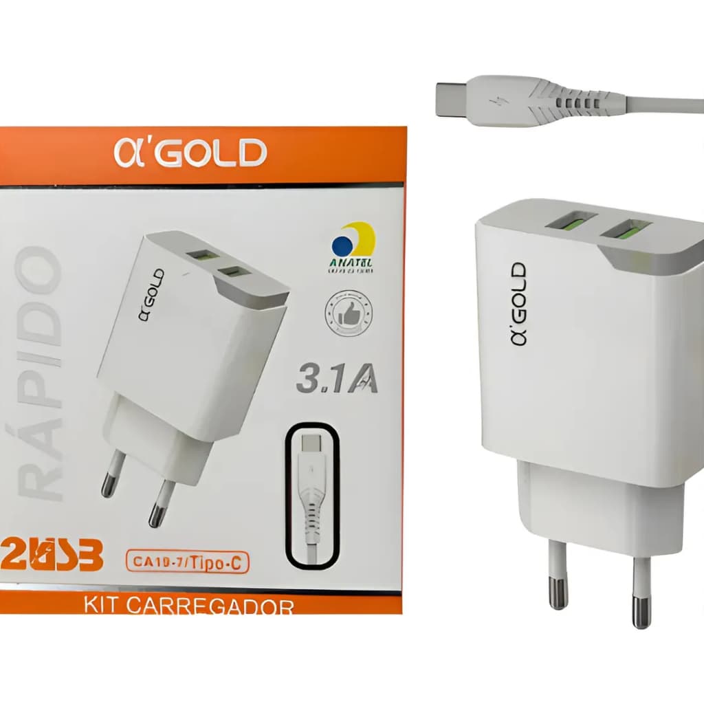 🔥 Carregador a’Gold 3.1A Turbo | 2 USB | Rápido, Seguro e Eficiente7906231621720