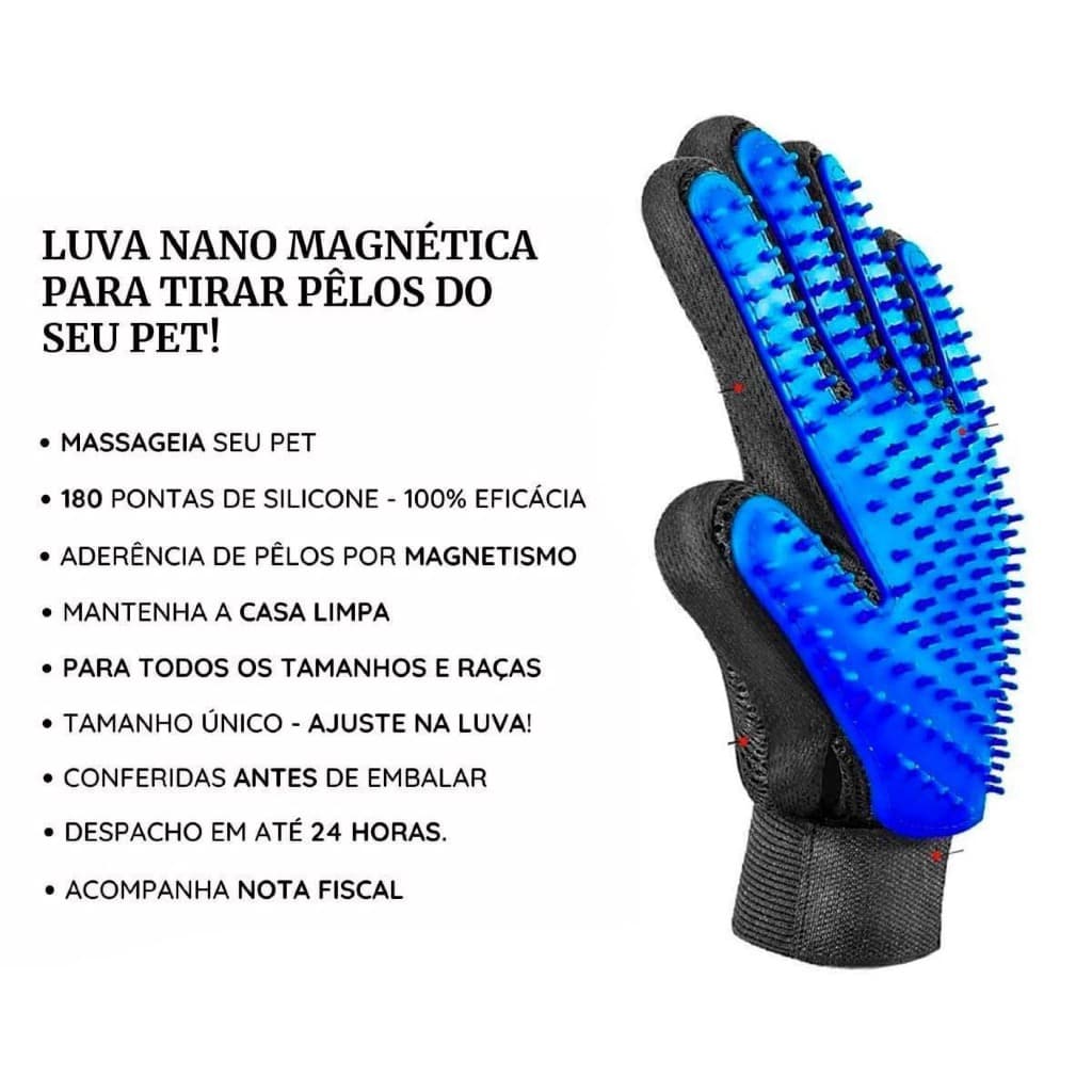 Luva Escova Tira Remove Pelo Pet Cachorro Gato Animais Cães